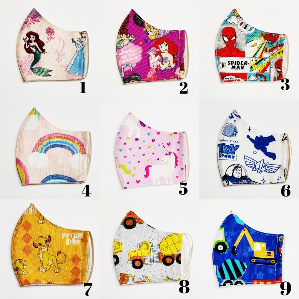 Kids DISNEY CHARACTERS Face Mask w/Filter Pocket